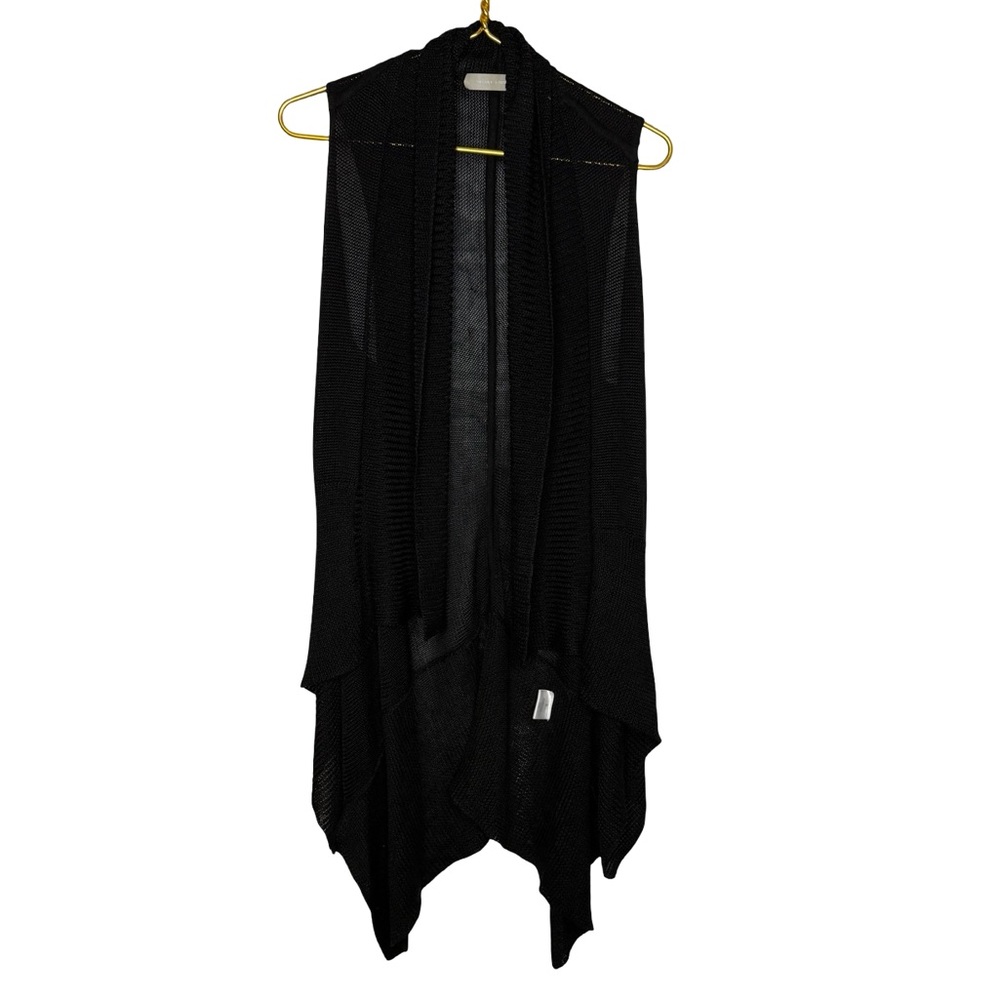 🖤✨ Nicole Farhi Black Linen Blend Open Front‎ Drape Vest S ✨🖤